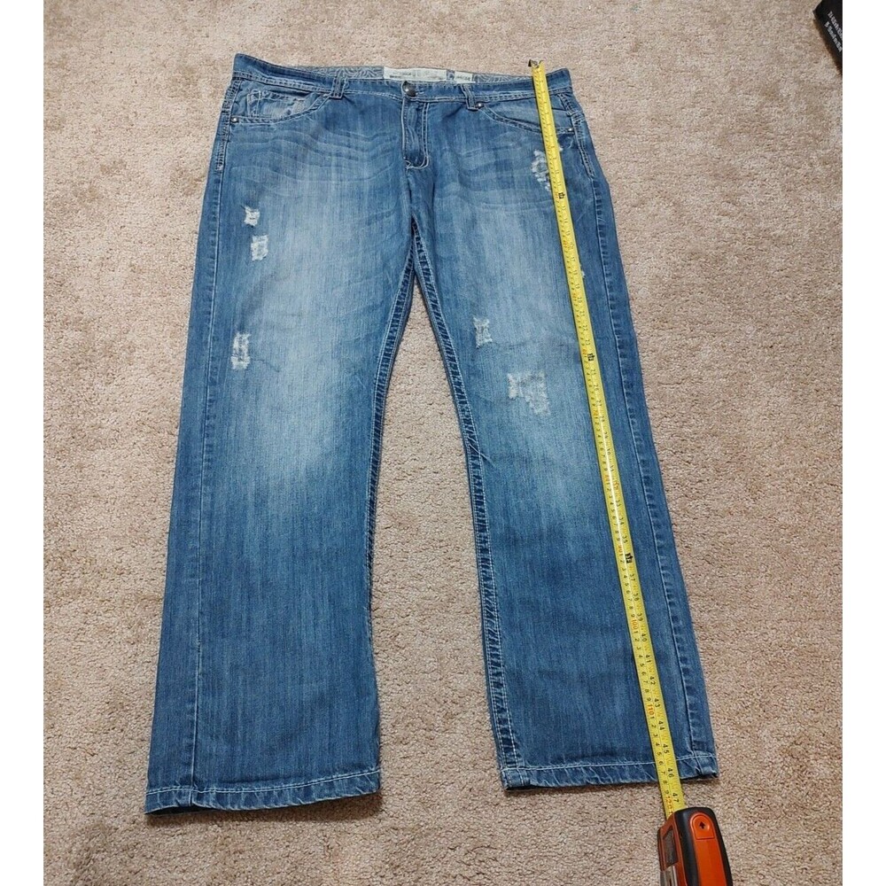 SMOKE RISE DNM, Men's Distressed Straight Leg Denim Jeans, size 44X34 EUC